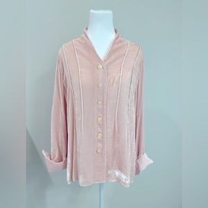 J. Jill Pink Velvet Button-Up Top